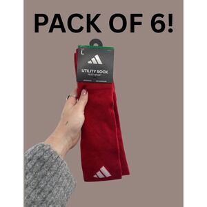 NWT Adidas Utility Sock Multi Sport Arch Compression Socks Large Red - Pack of 6